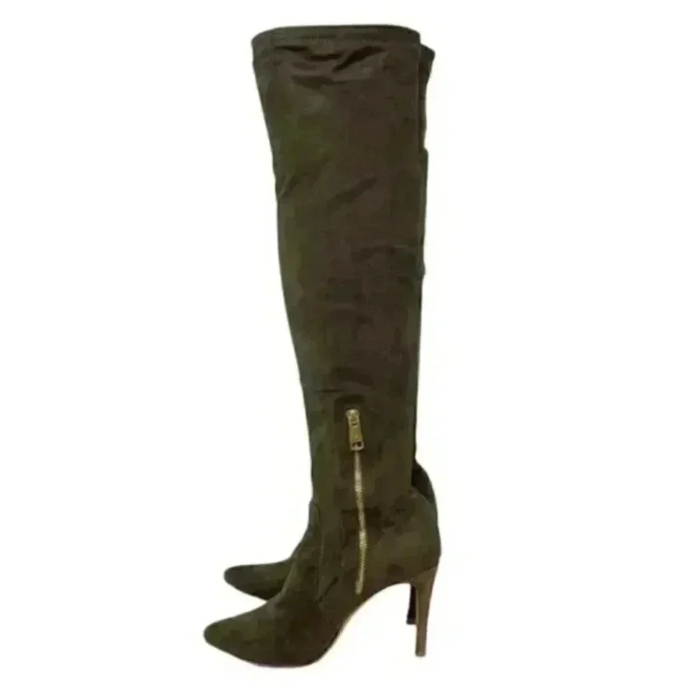 Joie Jemina Over The Knee Taupe High Heel Suede Pointed Sock Boots Size 6